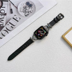 Dây đeo thép hình chữ D + da thật cho Apple Watch Series, 7 41mm / 6&SE&5&4 40mm / 3&2&1 38mm, 7 45mm / 6&SE&5&4 44mm / 3&2&1 42mm
