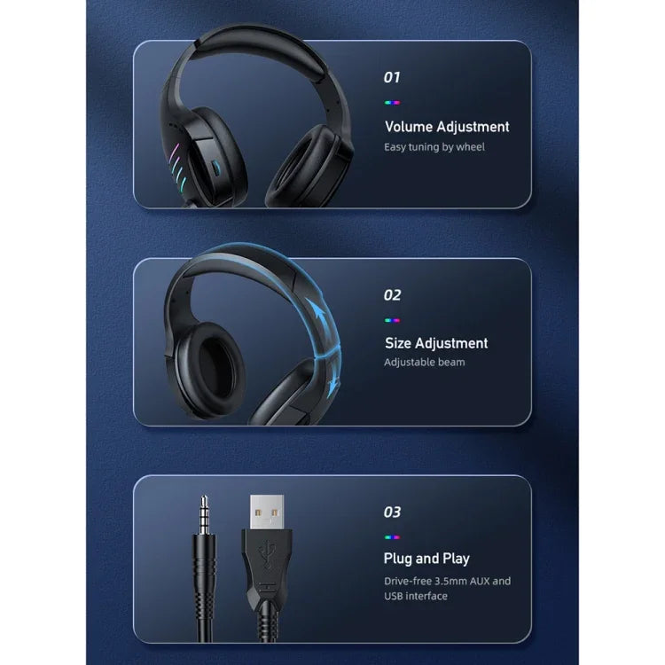 Tai nghe chơi game có dây có đèn môi trường awei GM-5 USB + 3.5mm kèm micro, GM-5