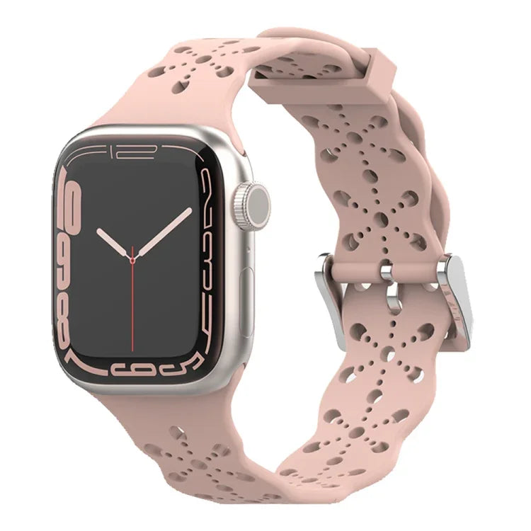 Dây đeo đồng hồ silicone ren cho Apple Watch Series, 7 41mm / 6&SE&5&4 40mm / 3&2&1 38mm, 7 45mm / 6&SE&5&4 44mm / 3&2&1 42mm