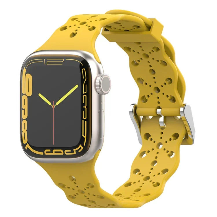 Dây đeo đồng hồ silicone ren cho Apple Watch Series, 7 41mm / 6&SE&5&4 40mm / 3&2&1 38mm, 7 45mm / 6&SE&5&4 44mm / 3&2&1 42mm