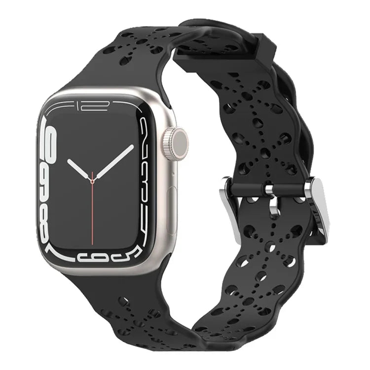 Dây đeo đồng hồ silicone ren cho Apple Watch Series, 7 41mm / 6&SE&5&4 40mm / 3&2&1 38mm, 7 45mm / 6&SE&5&4 44mm / 3&2&1 42mm