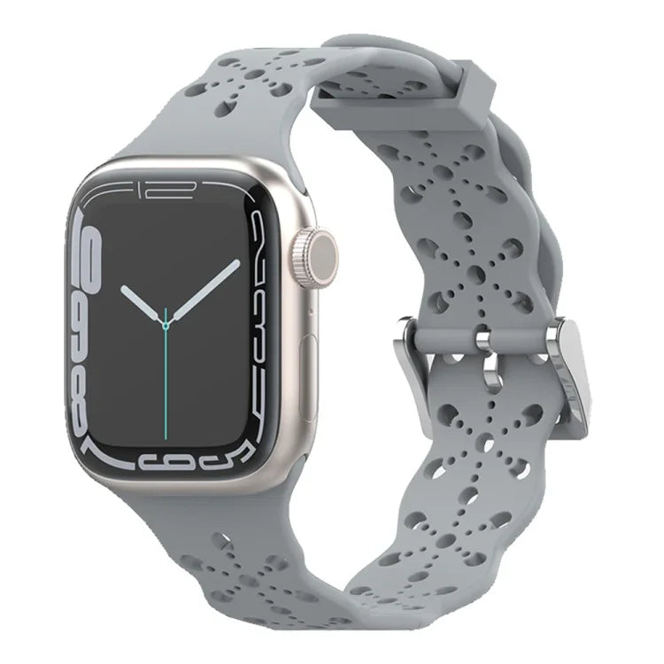 Dây đeo đồng hồ silicone ren cho Apple Watch Series, 7 41mm / 6&SE&5&4 40mm / 3&2&1 38mm, 7 45mm / 6&SE&5&4 44mm / 3&2&1 42mm