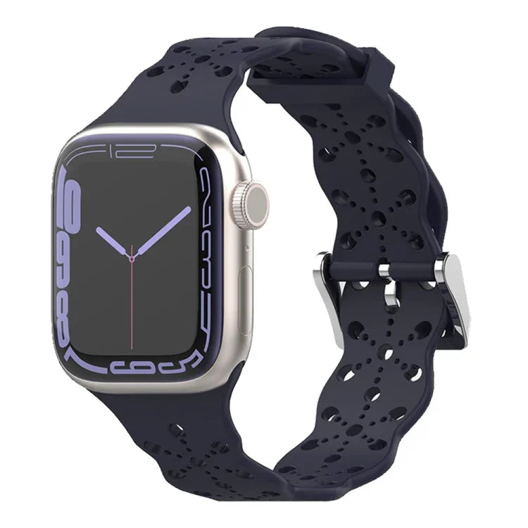 Dây đeo đồng hồ silicone ren cho Apple Watch Series, 7 41mm / 6&SE&5&4 40mm / 3&2&1 38mm, 7 45mm / 6&SE&5&4 44mm / 3&2&1 42mm