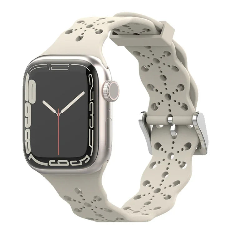Dây đeo đồng hồ silicone ren cho Apple Watch Series, 7 41mm / 6&SE&5&4 40mm / 3&2&1 38mm, 7 45mm / 6&SE&5&4 44mm / 3&2&1 42mm