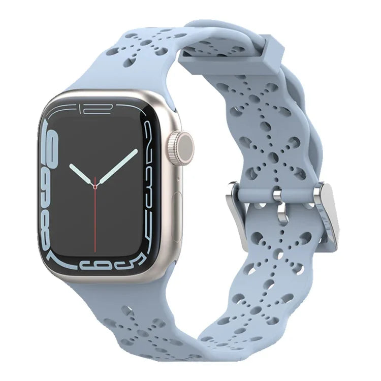 Dây đeo đồng hồ silicone ren cho Apple Watch Series, 7 41mm / 6&SE&5&4 40mm / 3&2&1 38mm, 7 45mm / 6&SE&5&4 44mm / 3&2&1 42mm