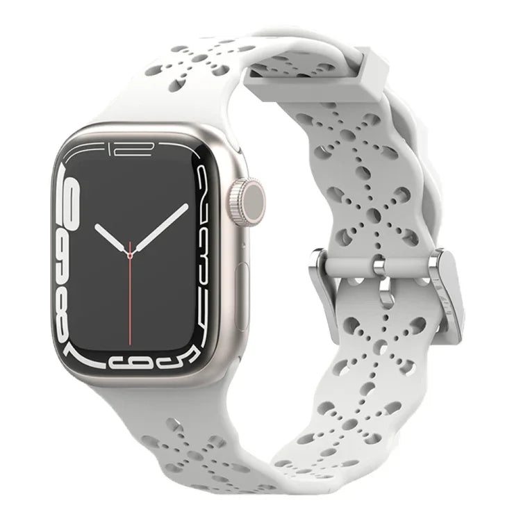Dây đeo đồng hồ silicone ren cho Apple Watch Series, 7 41mm / 6&SE&5&4 40mm / 3&2&1 38mm, 7 45mm / 6&SE&5&4 44mm / 3&2&1 42mm