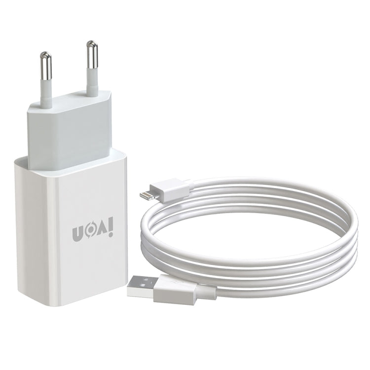 IVON AD-33 Bộ sạc du lịch 2 trong 1 cổng USB đơn 2.1A + bộ cáp dữ liệu USB sang 8 Pin dài 1m, phích cắm EU, phích cắm US