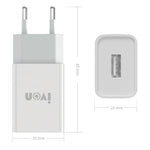 IVON AD-33 Bộ sạc du lịch 2 trong 1 cổng USB đơn 2.1A + bộ cáp dữ liệu USB sang 8 Pin dài 1m, phích cắm EU, phích cắm US