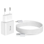 IVON AD-35 Bộ sạc du lịch 2 trong 1 cổng USB 18W QC3.0 + bộ cáp dữ liệu USB sang 8 Pin dài 1m, phích cắm EU, phích cắm US