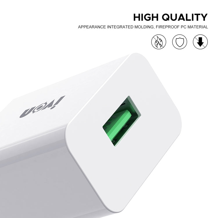 IVON AD-35 Bộ sạc du lịch 2 trong 1 cổng USB 18W QC3.0 + bộ cáp dữ liệu USB sang 8 Pin dài 1m, phích cắm EU, phích cắm US