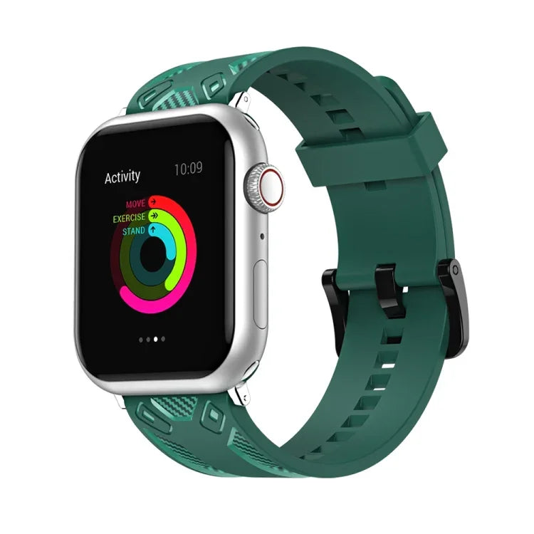 Dây đeo đồng hồ họa tiết sợi carbon cho Apple Watch Series, 7 41mm / 6&SE&5&4 40mm / 3&2&1 38mm, 7 45mm / 6&SE&5&4 44mm / 3&2&1 42mm