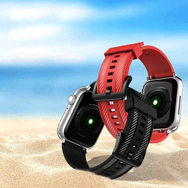 Dây đeo đồng hồ họa tiết sợi carbon cho Apple Watch Series, 7 41mm / 6&SE&5&4 40mm / 3&2&1 38mm, 7 45mm / 6&SE&5&4 44mm / 3&2&1 42mm
