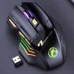 Chuột chơi game không dây sạc im lặng 7 nút iMICE GW-X7 đa chế độ 2.4G + Bluetooth với đèn RGB nhiều màu, GW-X7 2.4G + Bluetooth