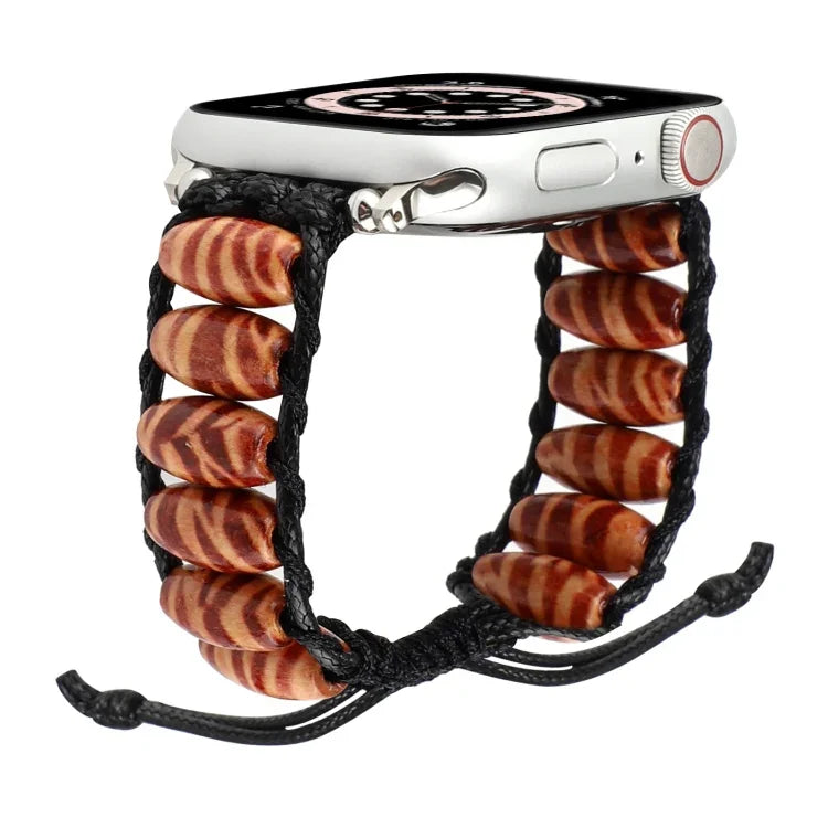Dây đeo đồng hồ hạt gỗ cho Apple Watch Series, 7 41mm / 6&SE&5&4 40mm / 3&2&1 38mm, 7 45mm / 6&SE&5&4 44mm / 3&2&1 42mm