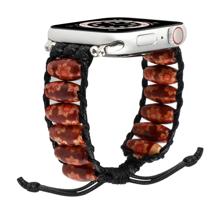 Dây đeo đồng hồ hạt gỗ cho Apple Watch Series, 7 41mm / 6&SE&5&4 40mm / 3&2&1 38mm, 7 45mm / 6&SE&5&4 44mm / 3&2&1 42mm