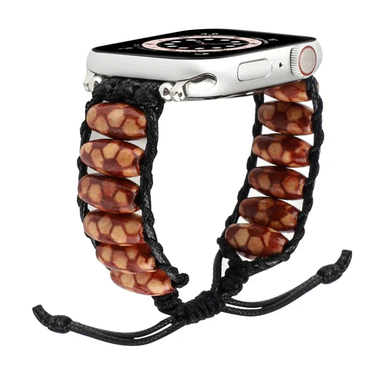 Dây đeo đồng hồ hạt gỗ cho Apple Watch Series, 7 41mm / 6&SE&5&4 40mm / 3&2&1 38mm, 7 45mm / 6&SE&5&4 44mm / 3&2&1 42mm