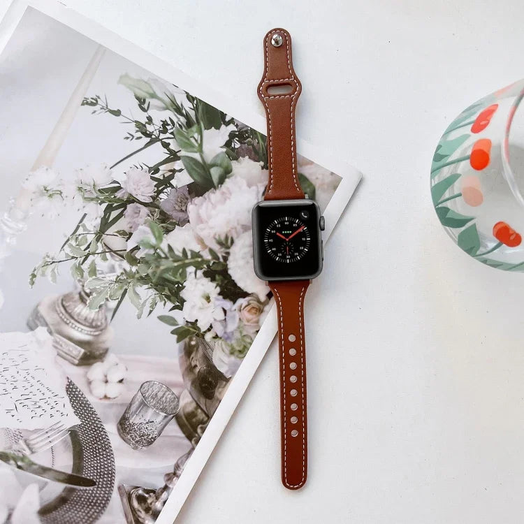 Dây đồng hồ da họa tiết phẳng cho Apple Watch Series, 7 41mm / 6&SE&5&4 40mm / 3&2&1 38mm, 7 45mm / 6&SE&5&4 44mm / 3&2&1 42mm