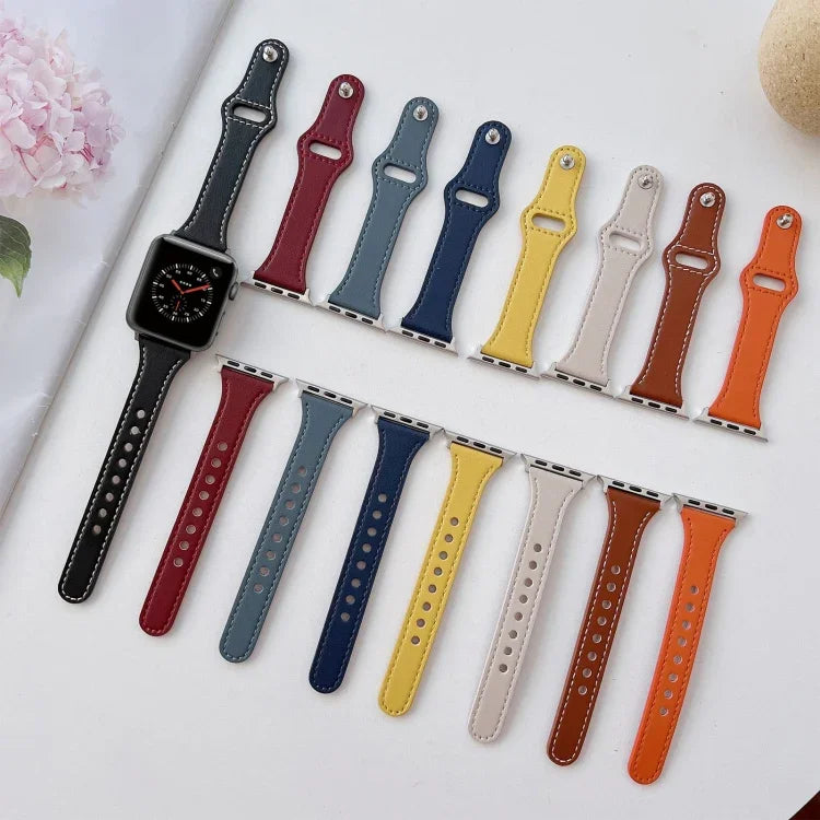 Dây đồng hồ da họa tiết phẳng cho Apple Watch Series, 7 41mm / 6&SE&5&4 40mm / 3&2&1 38mm, 7 45mm / 6&SE&5&4 44mm / 3&2&1 42mm