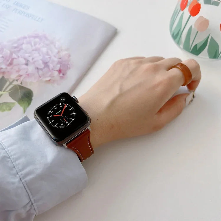 Dây đồng hồ da họa tiết phẳng cho Apple Watch Series, 7 41mm / 6&SE&5&4 40mm / 3&2&1 38mm, 7 45mm / 6&SE&5&4 44mm / 3&2&1 42mm