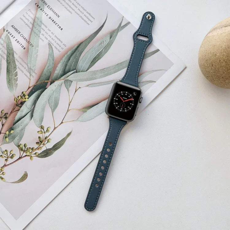 Dây đồng hồ da họa tiết phẳng cho Apple Watch Series, 7 41mm / 6&SE&5&4 40mm / 3&2&1 38mm, 7 45mm / 6&SE&5&4 44mm / 3&2&1 42mm