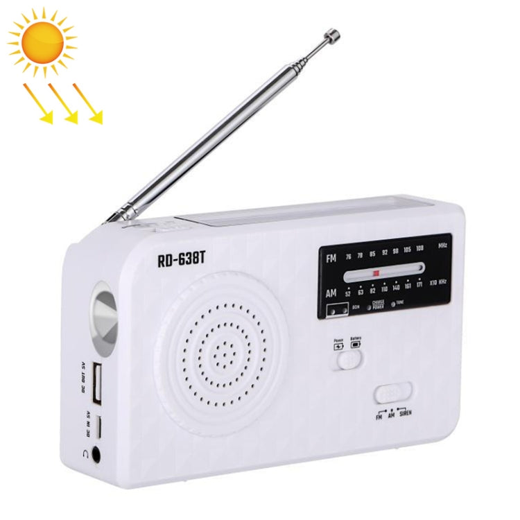 Đèn pin radio AM/FM năng lượng mặt trời hai băng tần RD-638T với chức năng Dynamo