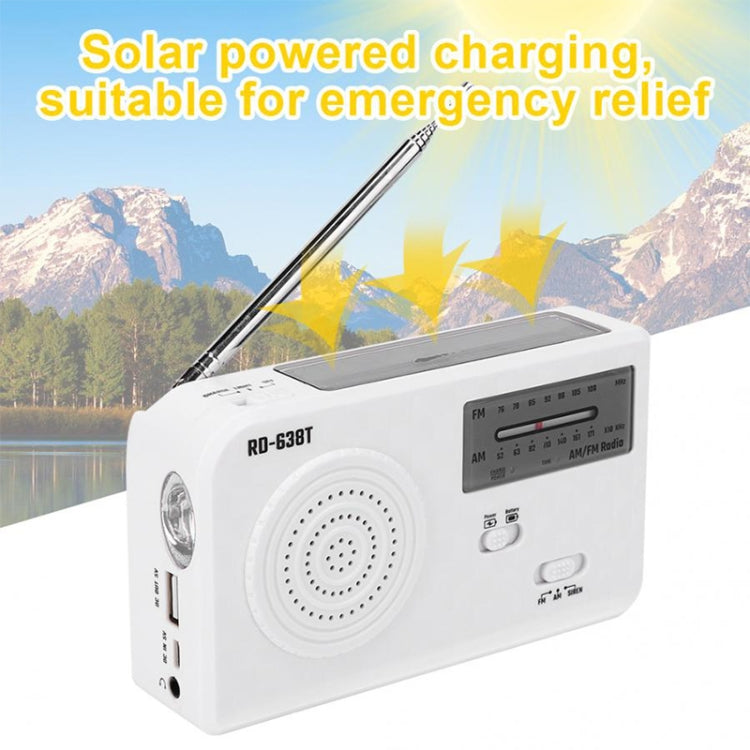 Đèn pin radio AM/FM năng lượng mặt trời hai băng tần RD-638T với chức năng Dynamo