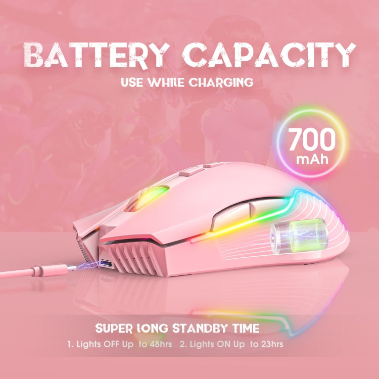 Chuột không dây có đèn RGB ONIKUMA CW905 2.4G, chuột CW905 màu đen, hồng, xám trắng