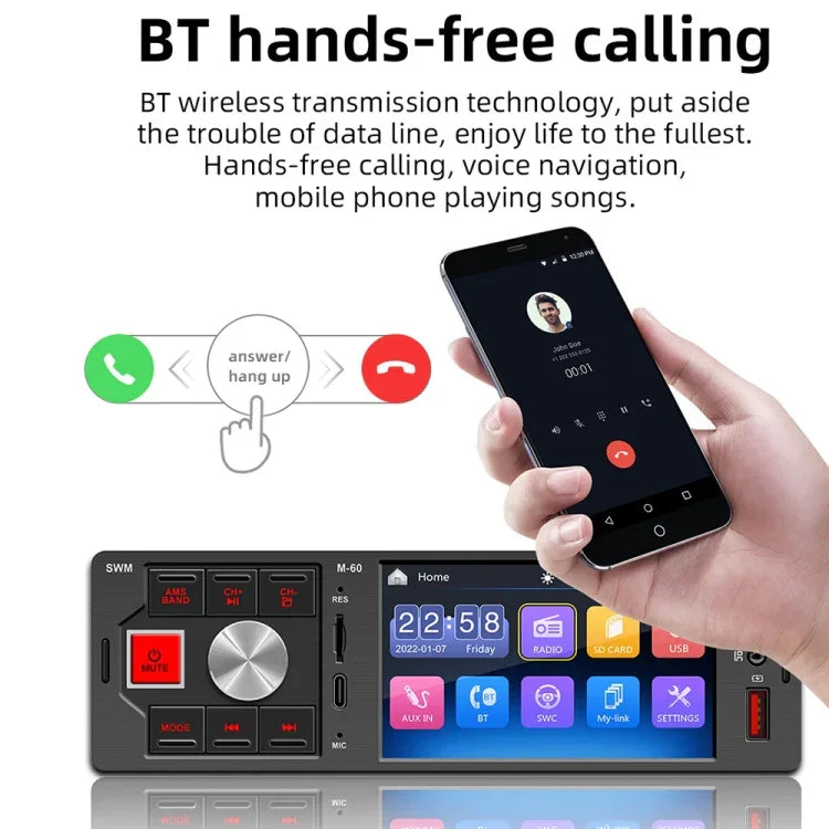 Đài radio ô tô màn hình cảm ứng 4.0 inch Bluetooth MP5 với điều khiển từ xa, FM60