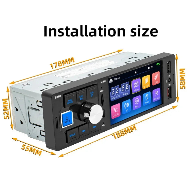 Đài radio ô tô màn hình cảm ứng 4.0 inch Bluetooth MP5 với điều khiển từ xa, FM60