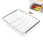 Giỏ ráo nước rửa chén bát nhà bếp, giá để rau củ quả ráo nước bằng inox có thể điều chỉnh, Kiểu lưới vòm, Kiểu đáy phẳng, Kiểu thông thường