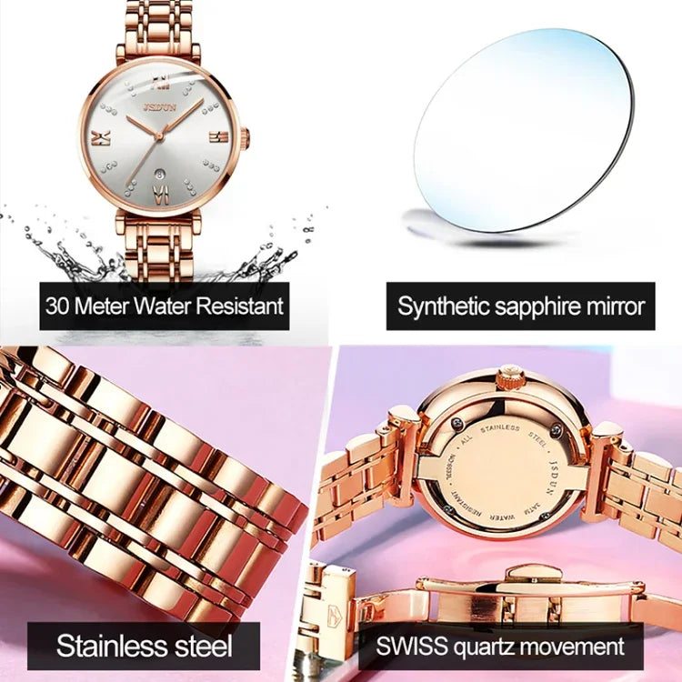 Đồng hồ quartz siêu mỏng chống nước thời trang nữ JIN SHI DUN 6533