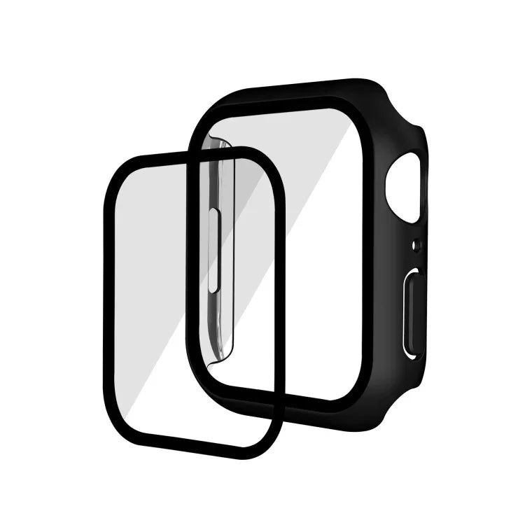 Ốp đồng hồ PC mờ mạ điện + kính cường lực toàn diện, dành cho Apple Watch Series 9 / 8 / 7 41mm, Apple Watch Series 9 / 8 / 7 45mm