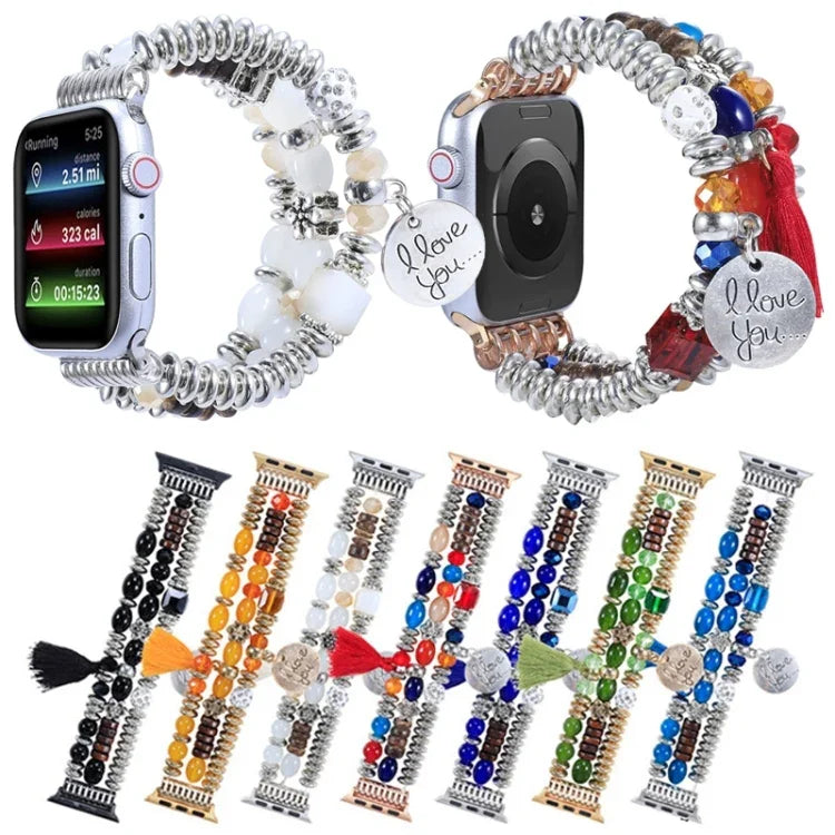 Dây đồng hồ hạt tua rua cho Apple Watch Series, 7 41mm / 6&SE&5&4 40mm / 3&2&1 38mm, 7 45mm / 6&SE&5&4 44mm / 3&2&1 42mm