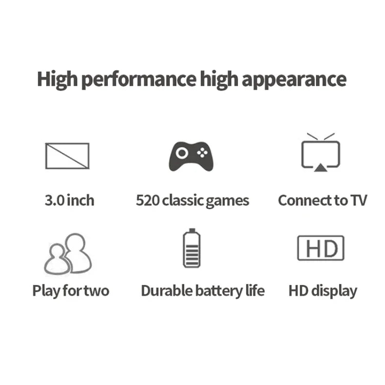 Máy chơi game cầm tay cổ điển S8 màn hình 3,0 inch tích hợp 520 trò chơi, S8 / Xanh quân đội, S8 / Đen, S8 / Xanh dương