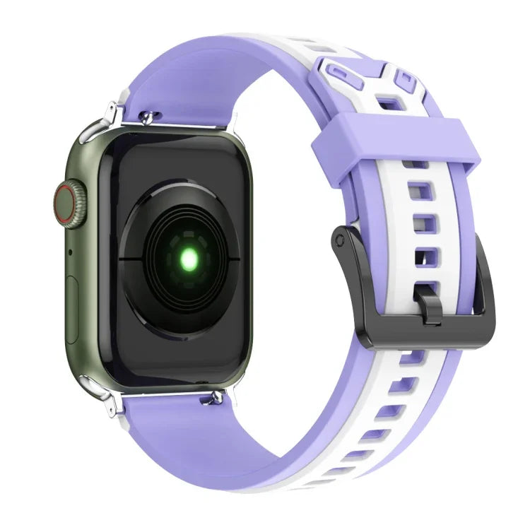 Dây đồng hồ silicone hai màu cho Apple Watch Series, 7 41mm / 6&SE&5&4 40mm / 3&2&1 38mm, 7 45mm / 6&SE&5&4 44mm / 3&2&1 42mm