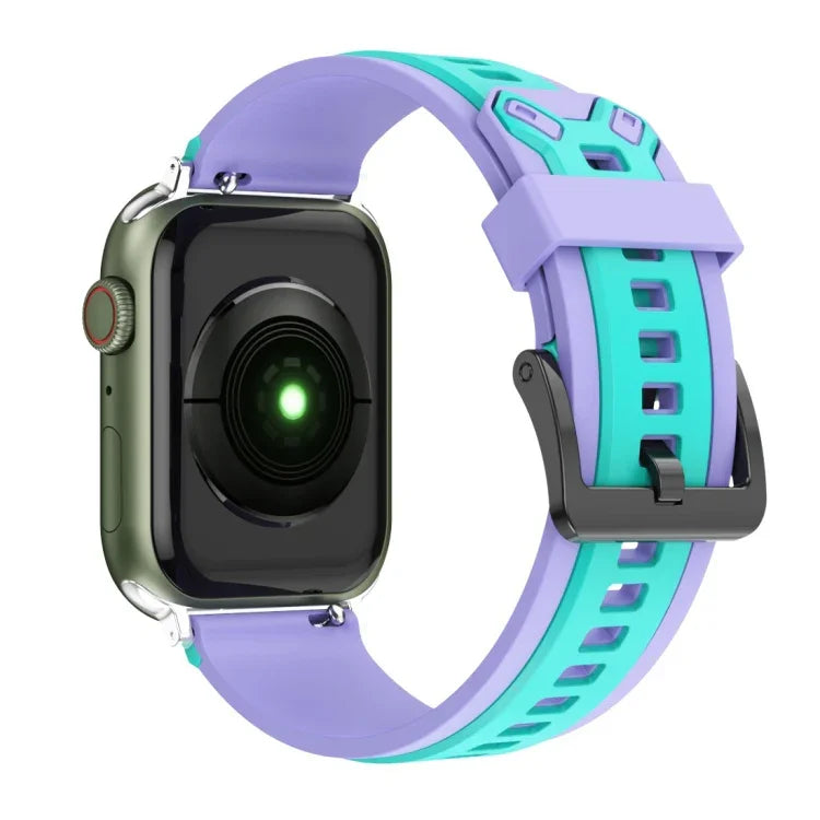 Dây đồng hồ silicone hai màu cho Apple Watch Series, 7 41mm / 6&SE&5&4 40mm / 3&2&1 38mm, 7 45mm / 6&SE&5&4 44mm / 3&2&1 42mm