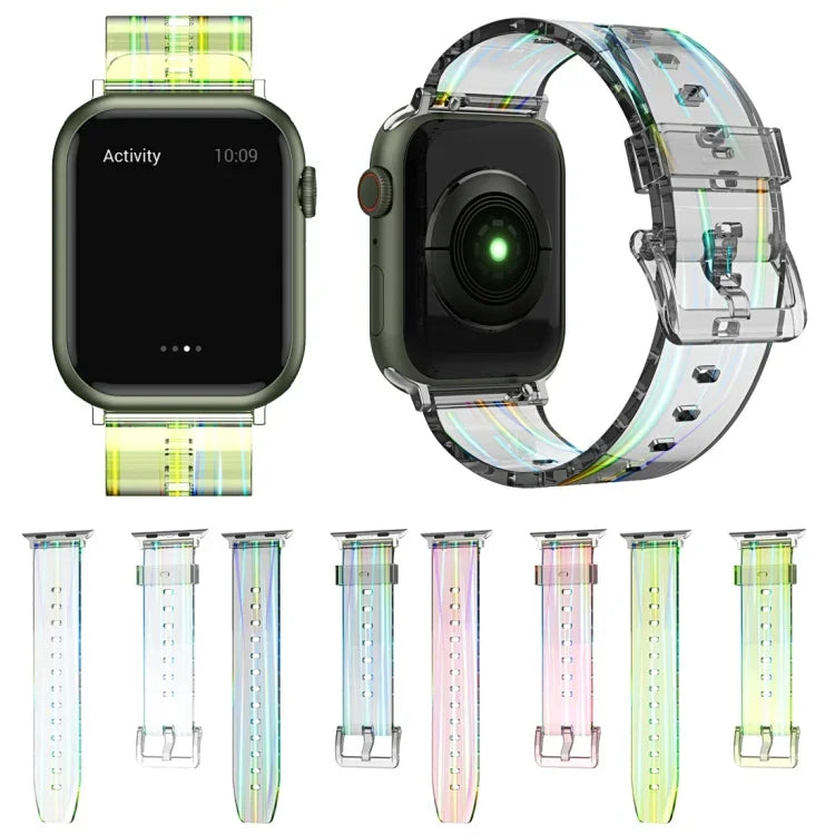 Dây đồng hồ silicone trong suốt Aurora cho Apple Watch Series, 7 41mm / 6&SE&5&4 40mm / 3&2&1 38mm, 7 45mm / 6&SE&5&4 44mm / 3&2&1 42mm