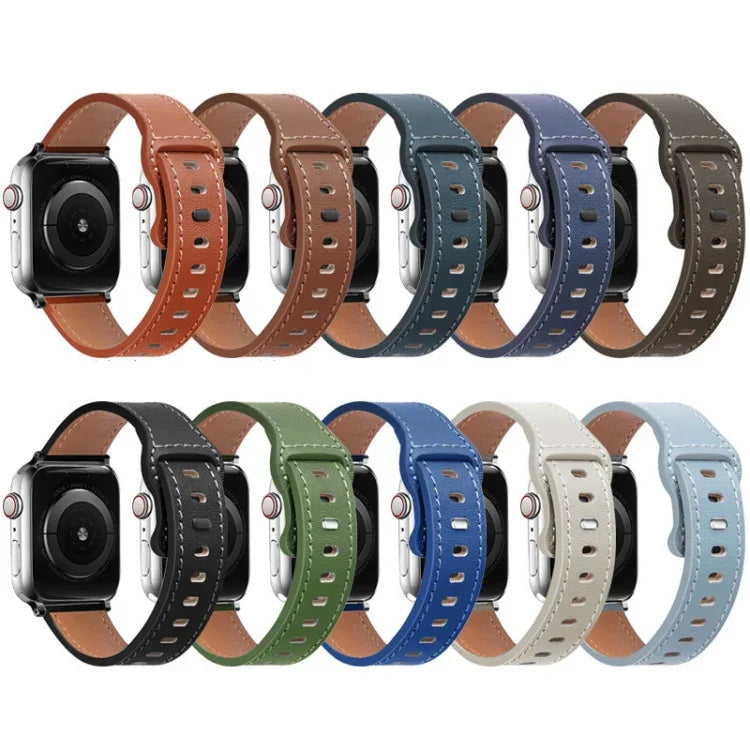 Dây đồng hồ da bò khóa bướm cho Apple Watch Series, 7 41mm / 6&SE&5&4 40mm / 3&2&1 38mm, 7 45mm / 6&SE&5&4 44mm / 3&2&1 42mm