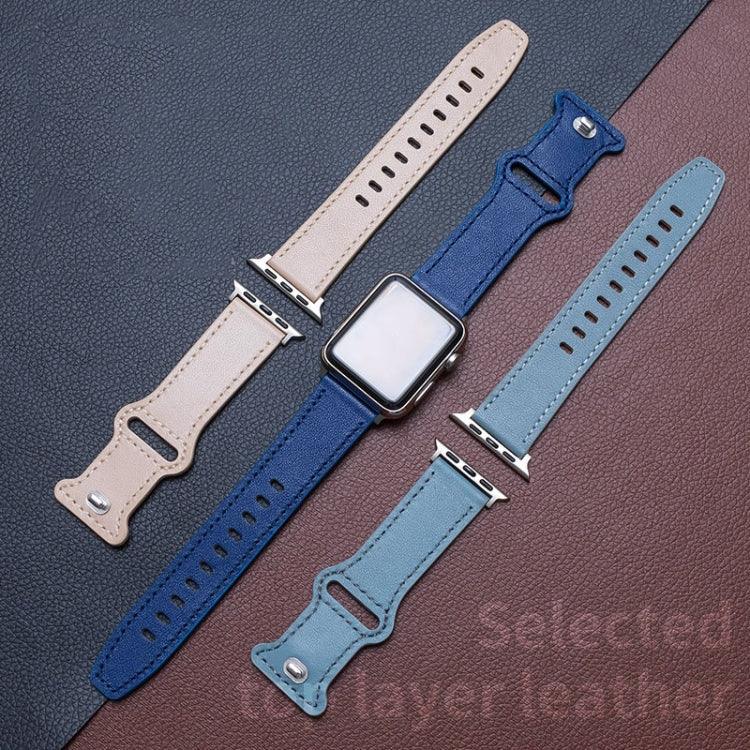 Dây đồng hồ da bò khóa bướm cho Apple Watch Series, 7 41mm / 6&SE&5&4 40mm / 3&2&1 38mm, 7 45mm / 6&SE&5&4 44mm / 3&2&1 42mm