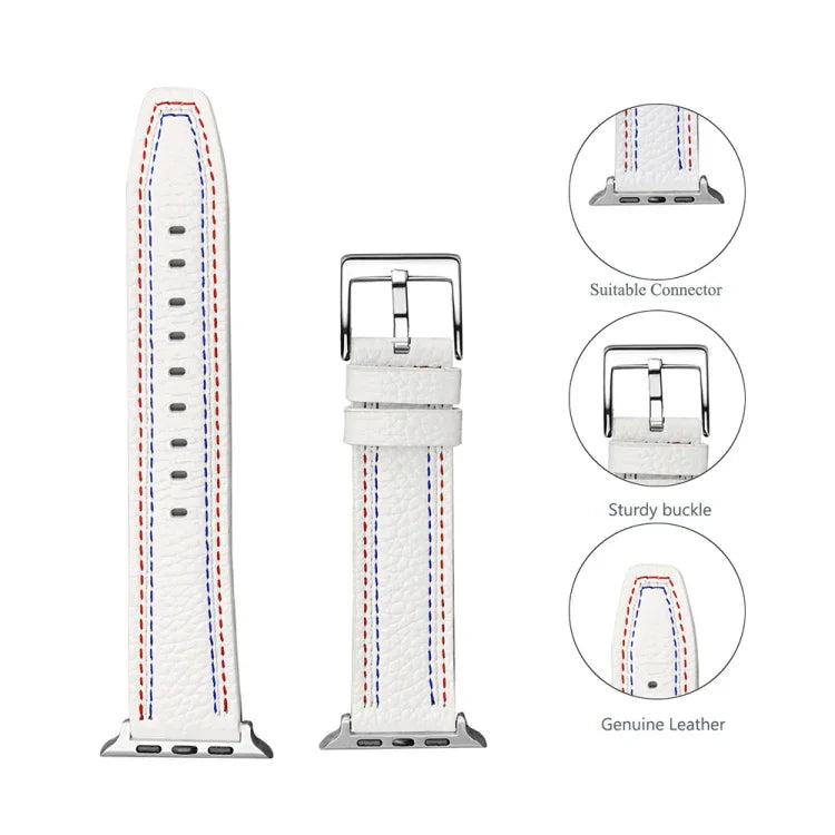 Dây đồng hồ da ba dòng cho Apple Watch Series, 7 41mm / 6&SE&5&4 40mm / 3&2&1 38mm, 7 45mm / 6&SE&5&4 44mm / 3&2&1 42mm