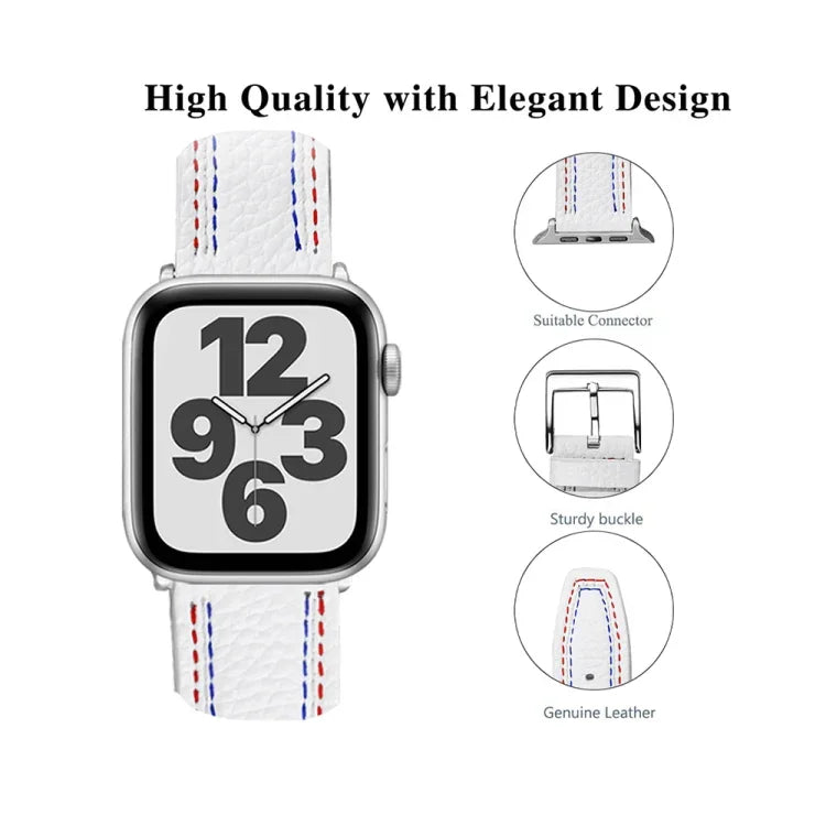 Dây đồng hồ da ba dòng cho Apple Watch Series, 7 41mm / 6&SE&5&4 40mm / 3&2&1 38mm, 7 45mm / 6&SE&5&4 44mm / 3&2&1 42mm