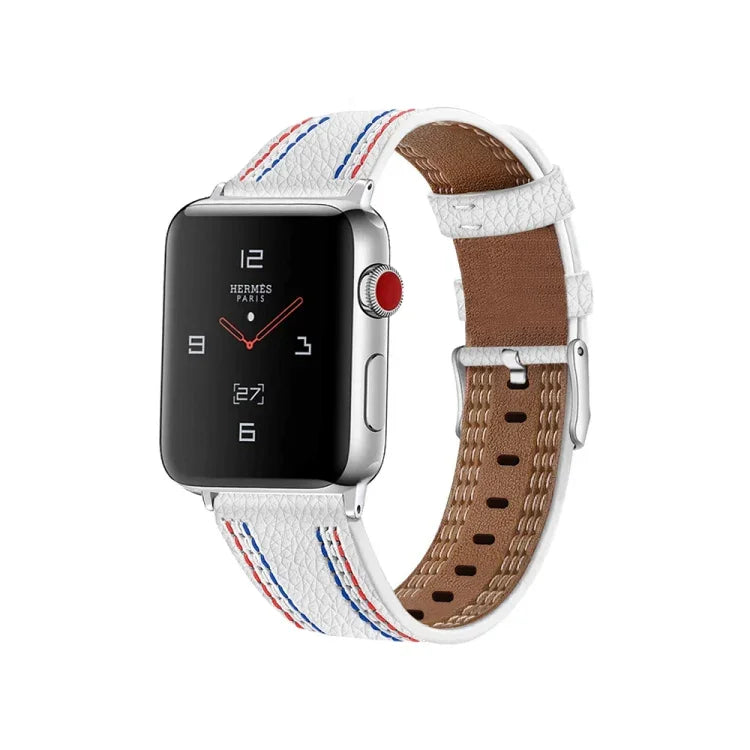 Dây đồng hồ da ba dòng cho Apple Watch Series, 7 41mm / 6&SE&5&4 40mm / 3&2&1 38mm, 7 45mm / 6&SE&5&4 44mm / 3&2&1 42mm