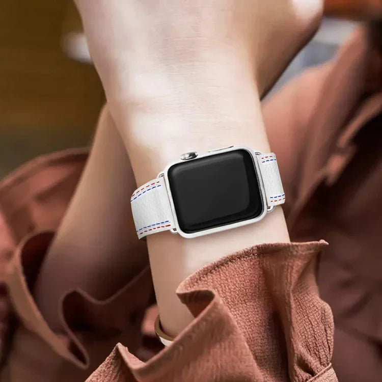 Dây đồng hồ da ba dòng cho Apple Watch Series, 7 41mm / 6&SE&5&4 40mm / 3&2&1 38mm, 7 45mm / 6&SE&5&4 44mm / 3&2&1 42mm