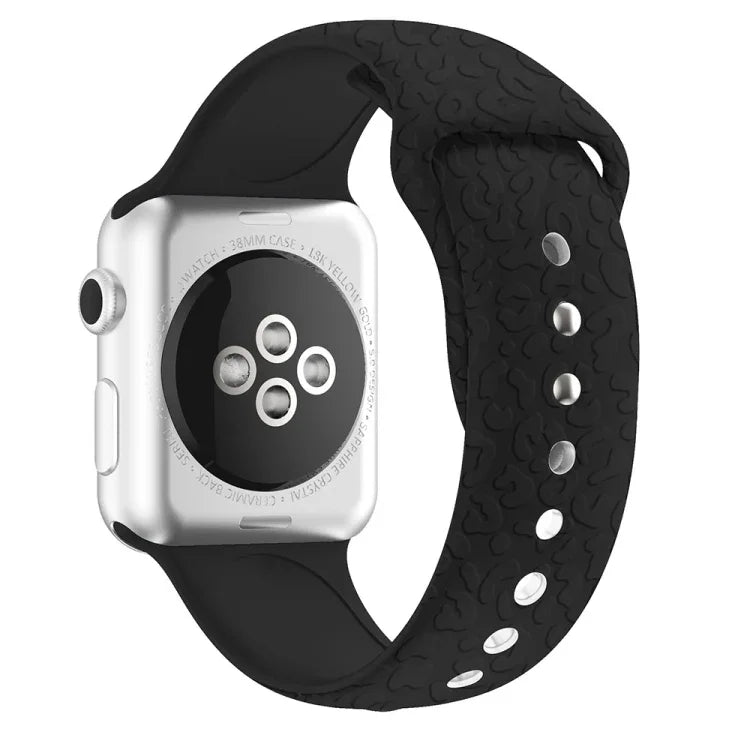 Dây đồng hồ silicone dập nổi họa tiết báo cho Apple Watch Series, 7 41mm / 6&SE&5&4 40mm / 3&2&1 38mm, 7 45mm / 6&SE&5&4 44mm / 3&2&1 42mm