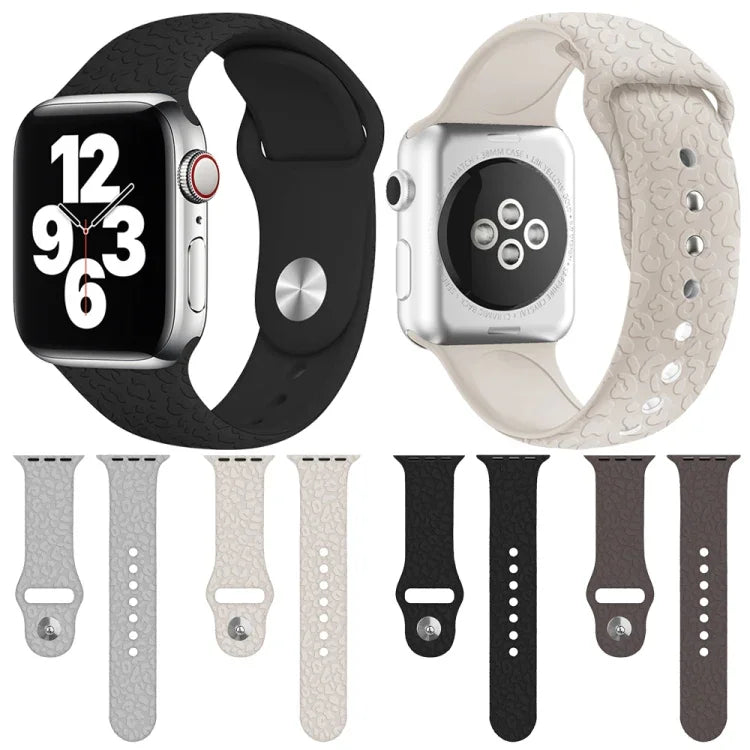 Dây đồng hồ silicone dập nổi họa tiết báo cho Apple Watch Series, 7 41mm / 6&SE&5&4 40mm / 3&2&1 38mm, 7 45mm / 6&SE&5&4 44mm / 3&2&1 42mm