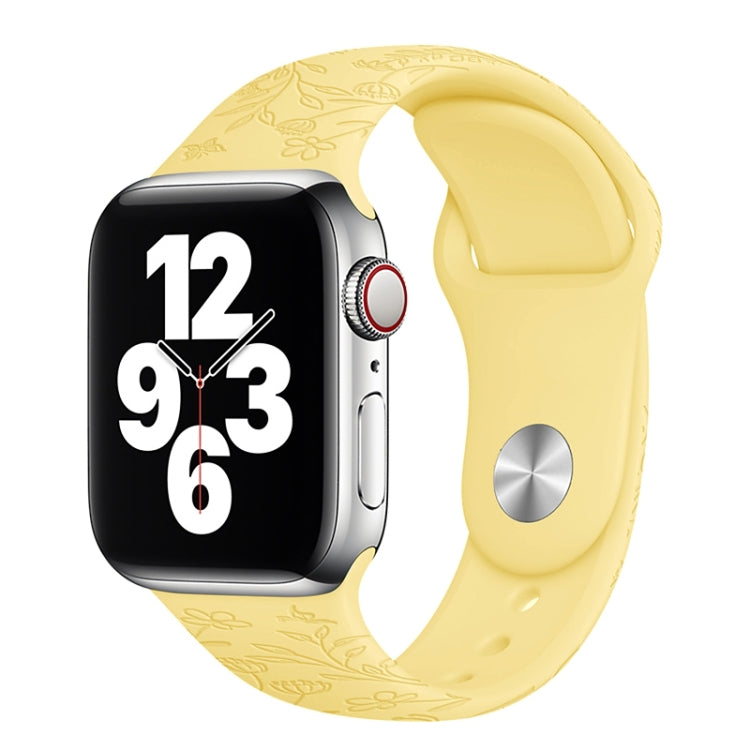 Dây đồng hồ silicone dập nổi họa tiết bướm yêu hoa cho Apple Watch Series, 7 41mm / 6&SE&5&4 40mm / 3&2&1 38mm