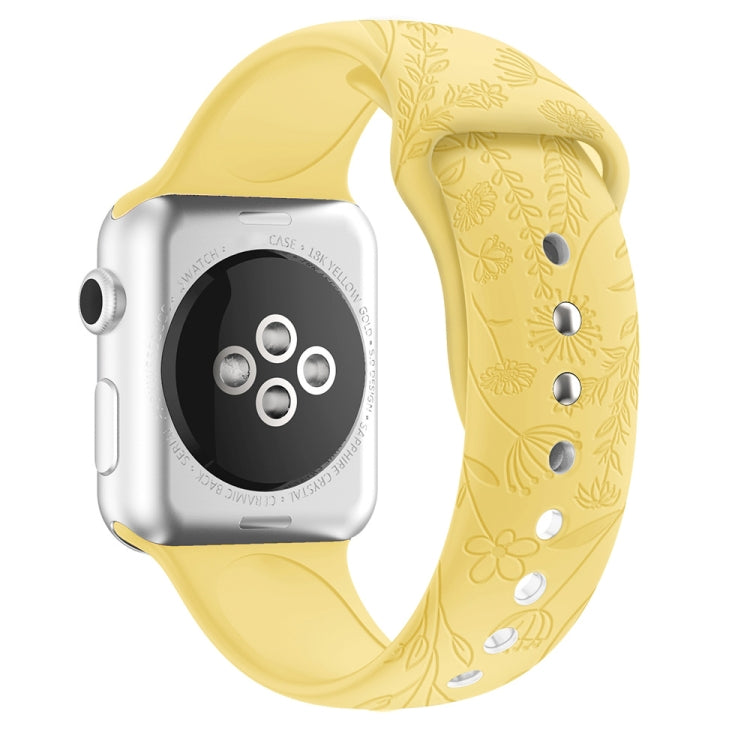 Dây đồng hồ silicone dập nổi họa tiết bướm yêu hoa cho Apple Watch Series, 7 41mm / 6&SE&5&4 40mm / 3&2&1 38mm