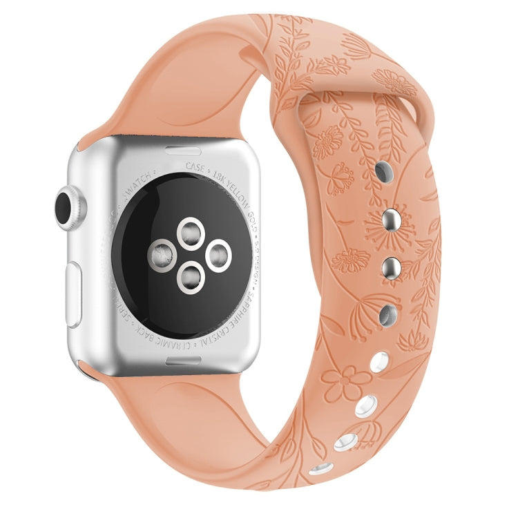 Dây đồng hồ silicone dập nổi họa tiết bướm yêu hoa cho Apple Watch Series, 7 41mm / 6&SE&5&4 40mm / 3&2&1 38mm