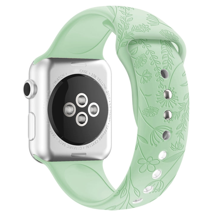 Dây đồng hồ silicone dập nổi họa tiết bướm yêu hoa cho Apple Watch Series, 7 41mm / 6&SE&5&4 40mm / 3&2&1 38mm