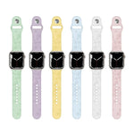 Dây đồng hồ silicone dập nổi họa tiết cỏ bốn lá cho Apple Watch Series, 7 45mm / 6&SE&5&4 44mm / 3&2&1 42mm, 7 41mm / 6&SE&5&4 40mm / 3&2&1 38mm